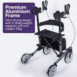 Mobility & Accessibility: EQUIPMED Upright Rollator Walker with Forearm Rest Supports, Mobilty Aid with Seat, Grey