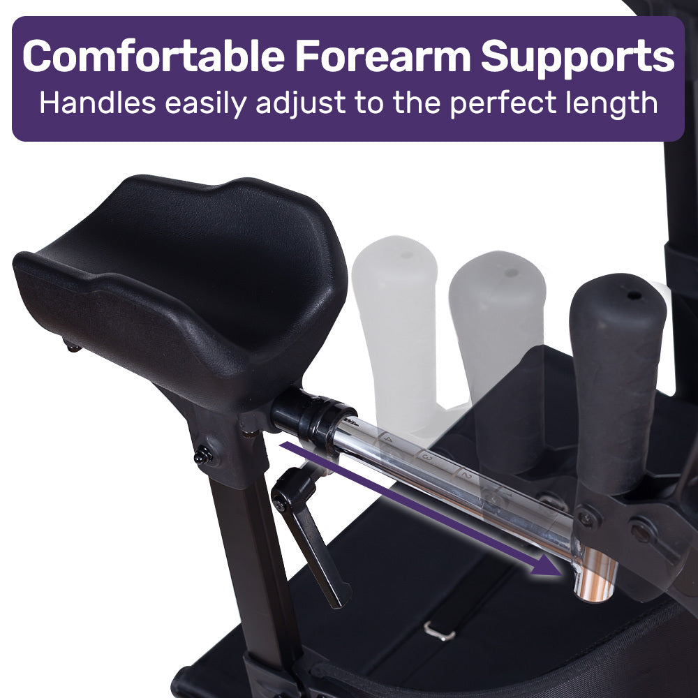 Mobility & Accessibility: EQUIPMED Upright Rollator Walker with Forearm Rest Supports, Mobilty Aid with Seat, Grey