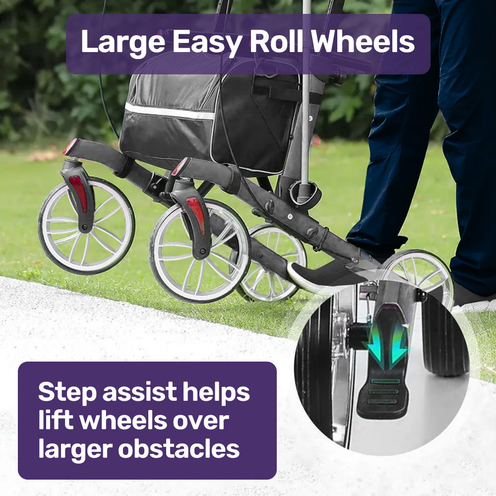 Mobility & Accessibility: EQUIPMED Upright Rollator Walker with Forearm Rest Supports, Mobilty Aid with Seat, Grey