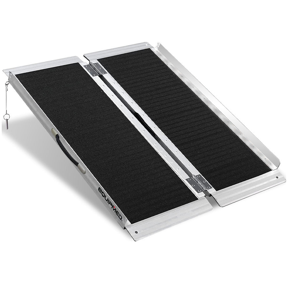 Mobility & Accessibility: EQUIPMED 91cm Portable Folding Aluminium Access Ramp, 272kg Rated, Black Ultra-Grip, for Wheelchair, Mobility Scooter