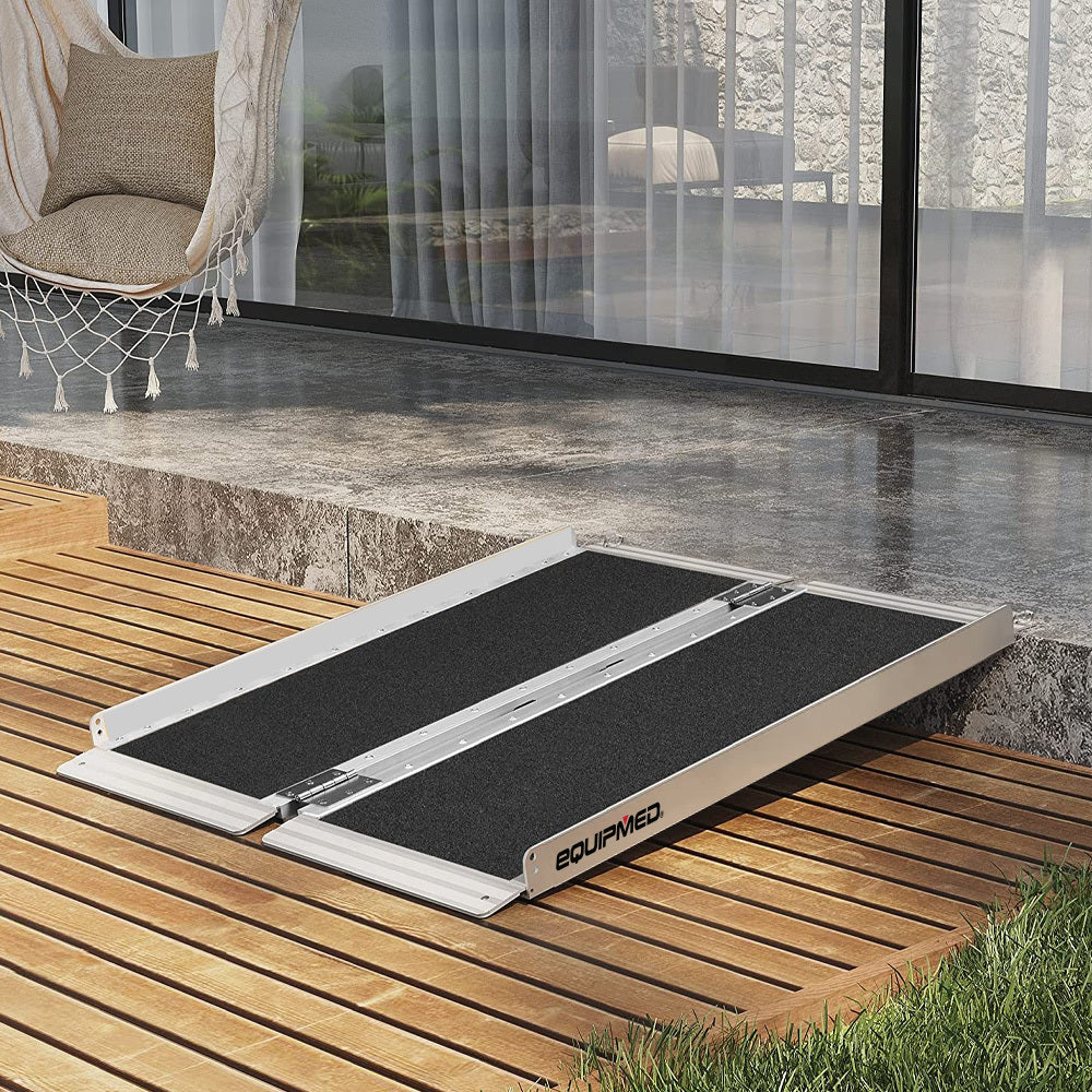 Mobility & Accessibility: EQUIPMED 91cm Portable Folding Aluminium Access Ramp, 272kg Rated, Black Ultra-Grip, for Wheelchair, Mobility Scooter