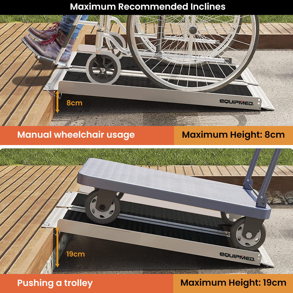 Mobility & Accessibility: EQUIPMED 91cm Portable Folding Aluminium Access Ramp, 272kg Rated, Black Ultra-Grip, for Wheelchair, Mobility Scooter