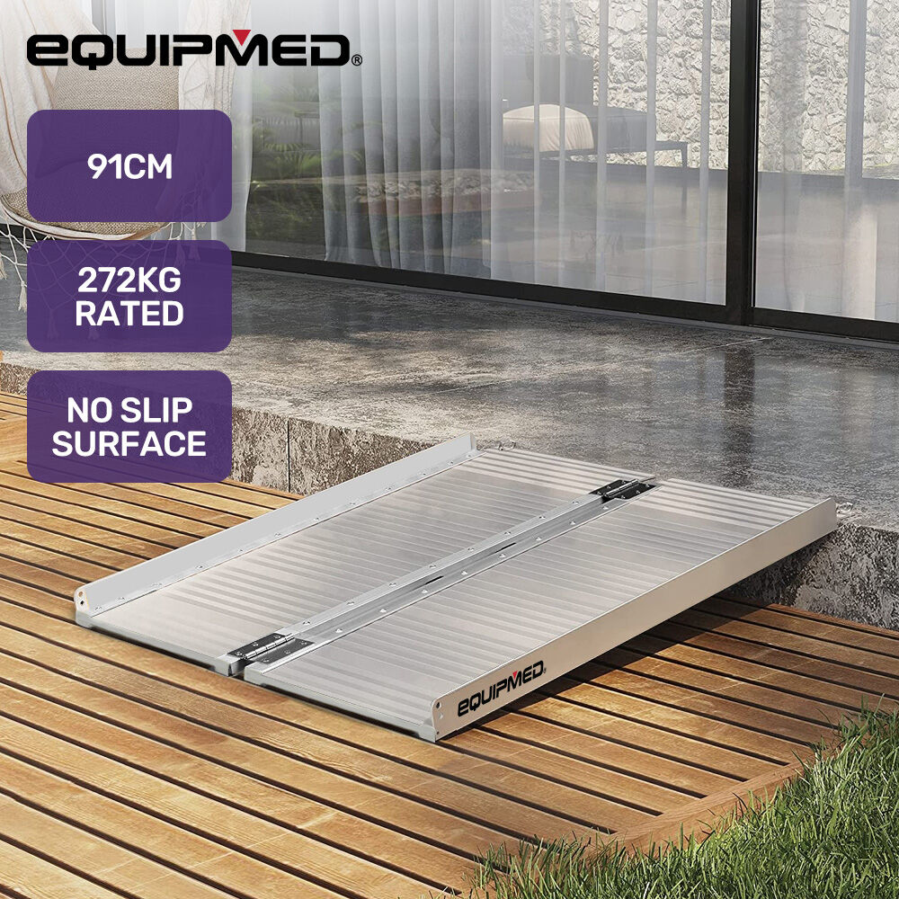 Mobility & Accessibility: EQUIPMED 91cm Portable Folding Aluminium Access Ramp, 272kg Rated, for Wheelchair, Mobility Scooter, Rollator