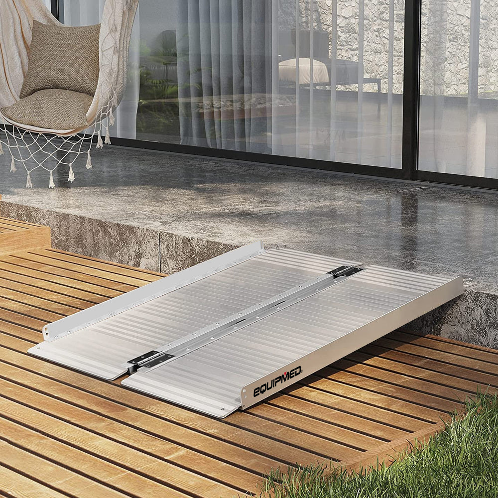 Mobility & Accessibility: EQUIPMED 91cm Portable Folding Aluminium Access Ramp, 272kg Rated, for Wheelchair, Mobility Scooter, Rollator