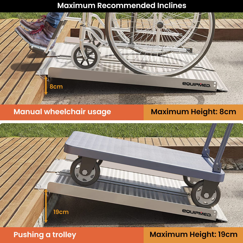 Mobility & Accessibility: EQUIPMED 91cm Portable Folding Aluminium Access Ramp, 272kg Rated, for Wheelchair, Mobility Scooter, Rollator