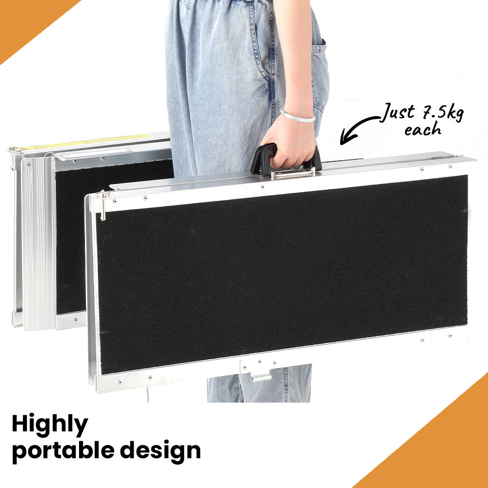 Mobility & Accessibility: EQUIPMED 182cm Portable Folding Aluminium Access Ramp, 272kg Rated, Black Ultra-Grip, for Wheelchair, Mobility Scooter