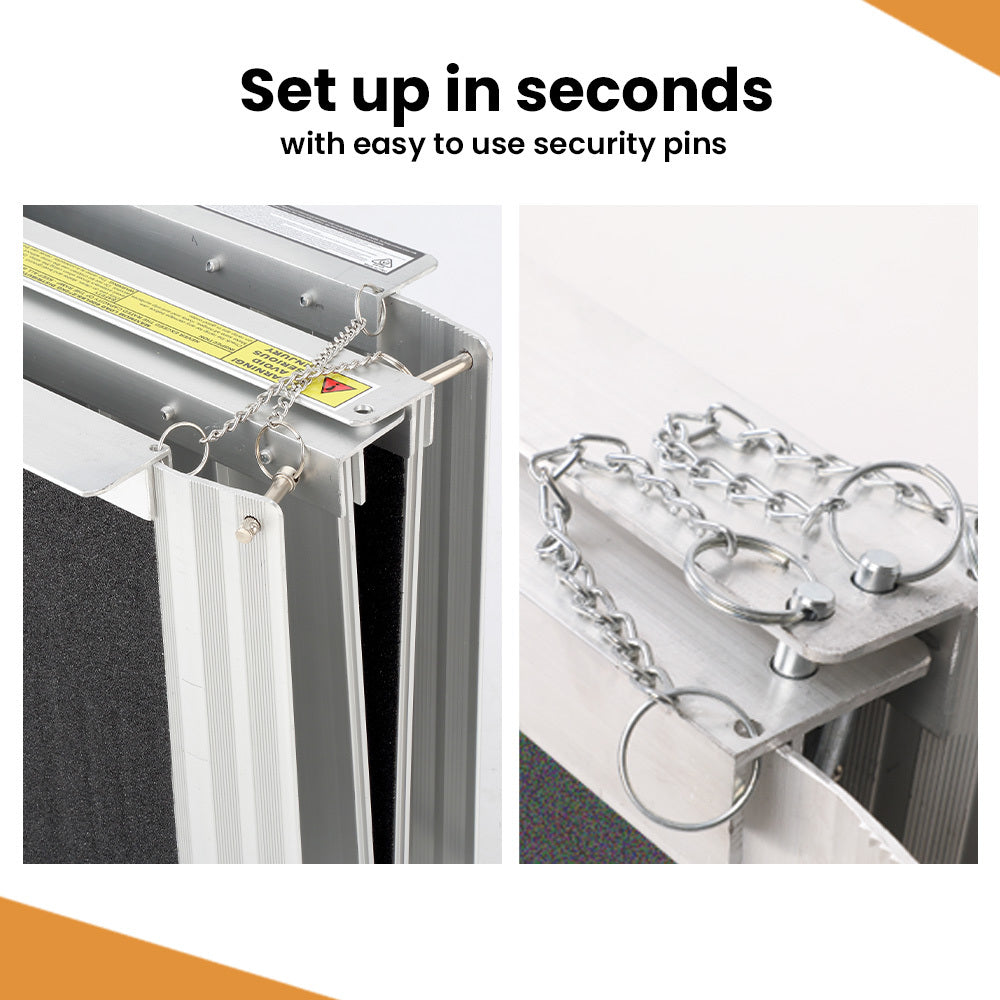 Mobility & Accessibility: EQUIPMED 182cm Portable Folding Aluminium Access Ramp, 272kg Rated, Black Ultra-Grip, for Wheelchair, Mobility Scooter