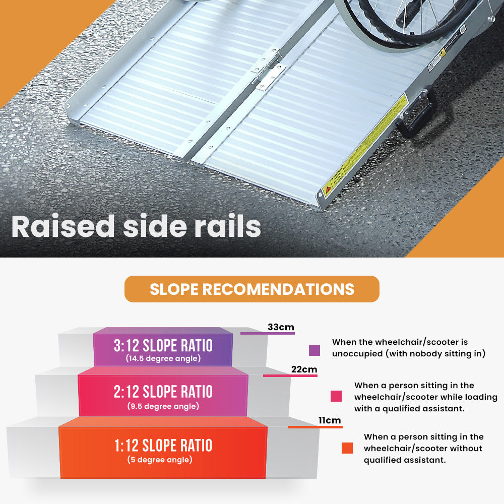 Mobility & Accessibility: EQUIPMED 182cm Portable Folding Aluminium Access Ramp, 272kg Rated, for Wheelchair, Mobility Scooter, Rollator
