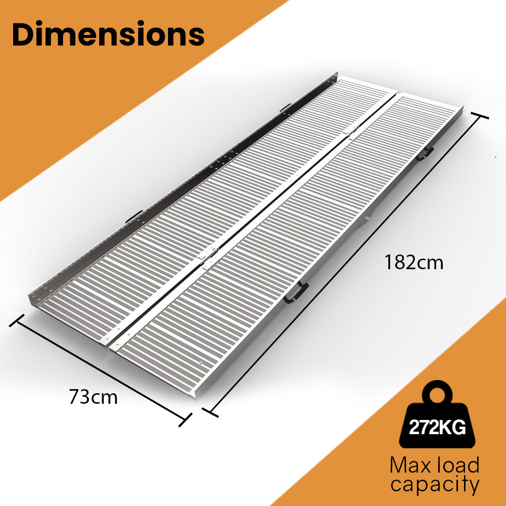 Mobility & Accessibility: EQUIPMED 182cm Portable Folding Aluminium Access Ramp, 272kg Rated, for Wheelchair, Mobility Scooter, Rollator