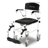 Mobility & Accessibility: Equipmed Commode Shower Chair, Over Toilet or Bedside 136kg Capacity Aluminium frame with Wheels, Black