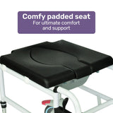 Mobility & Accessibility: Equipmed Commode Shower Chair, Over Toilet or Bedside 136kg Capacity Aluminium frame with Wheels, Black