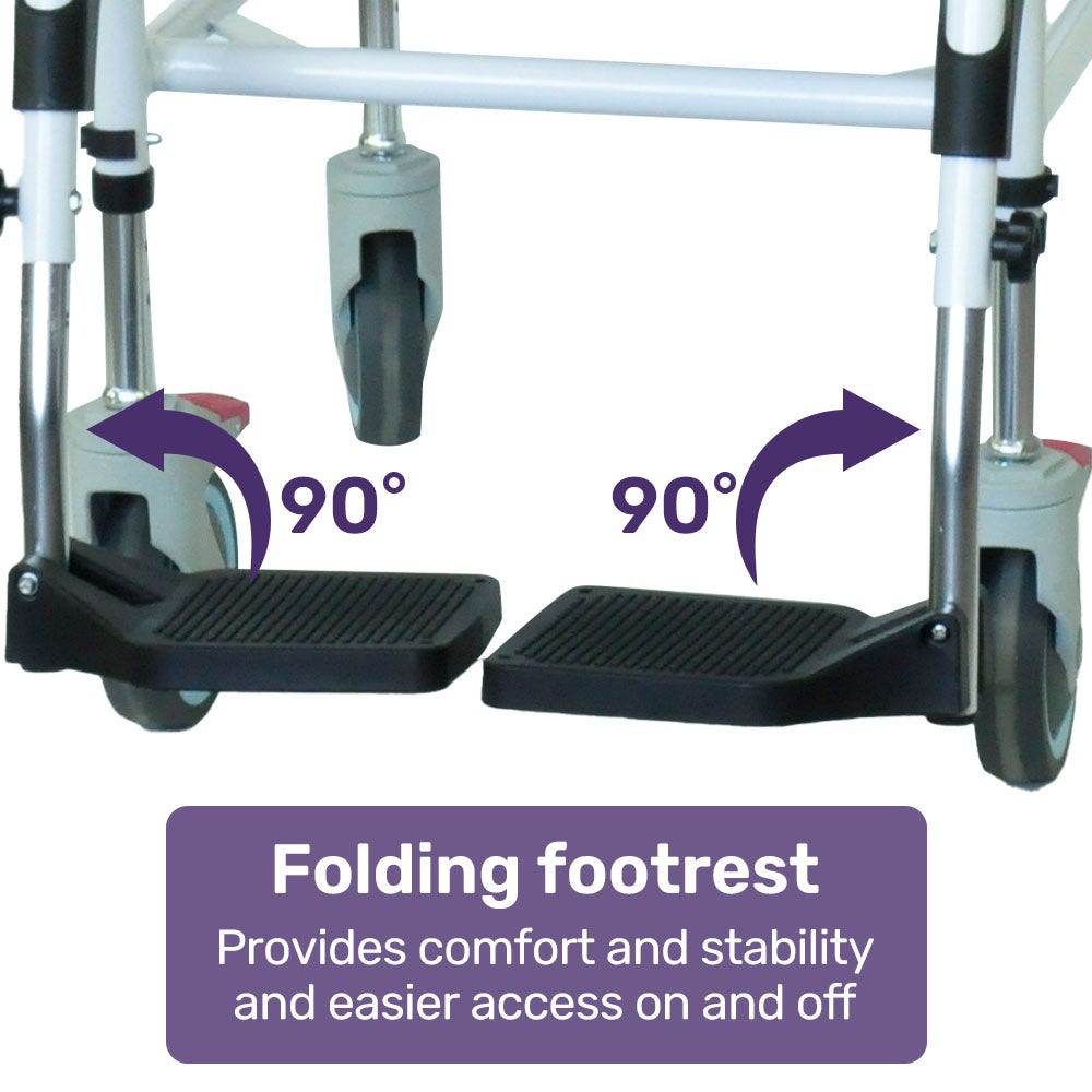 Mobility & Accessibility: Equipmed Commode Shower Chair, Over Toilet or Bedside 136kg Capacity Aluminium frame with Wheels, Black