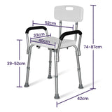 Mobility & Accessibility: EQUIPMED Shower Chair Bath Seat 120kg Capacity, with Arms, Adjustable Height, for Elderly, White