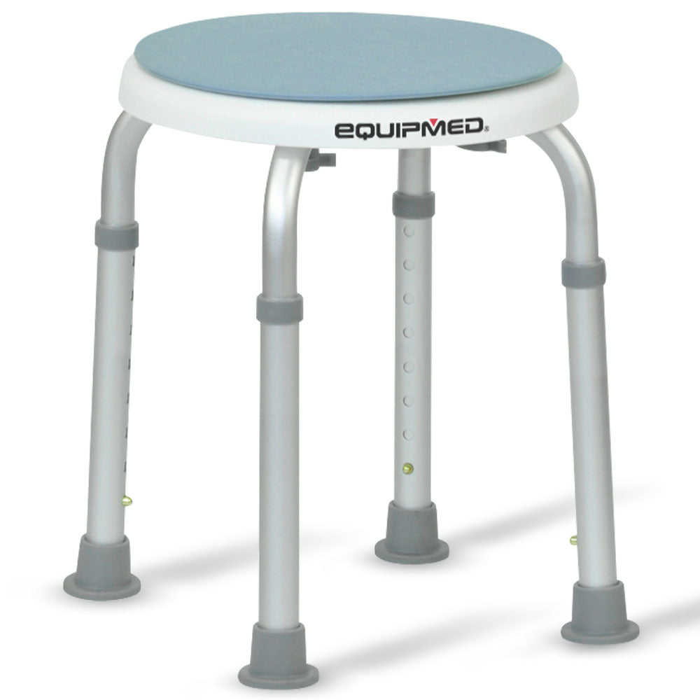 Mobility & Accessibility: Equipmed Shower Chair Bath Stool, with 360-degree Swivel Rotating Seat for Elderly, White/Blue