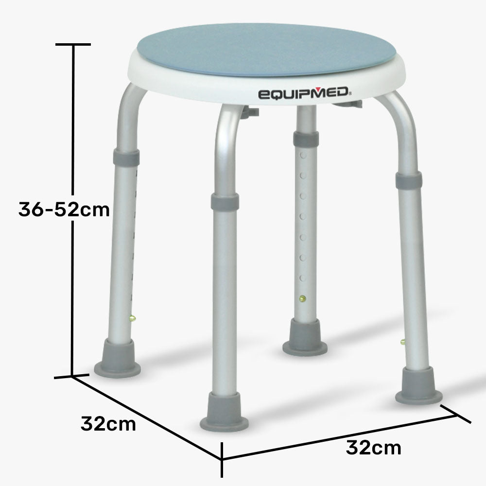 Mobility & Accessibility: Equipmed Shower Chair Bath Stool, with 360-degree Swivel Rotating Seat for Elderly, White/Blue