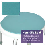 Mobility & Accessibility: Equipmed Shower Chair Bath Stool, with 360-degree Swivel Rotating Seat for Elderly, White/Blue