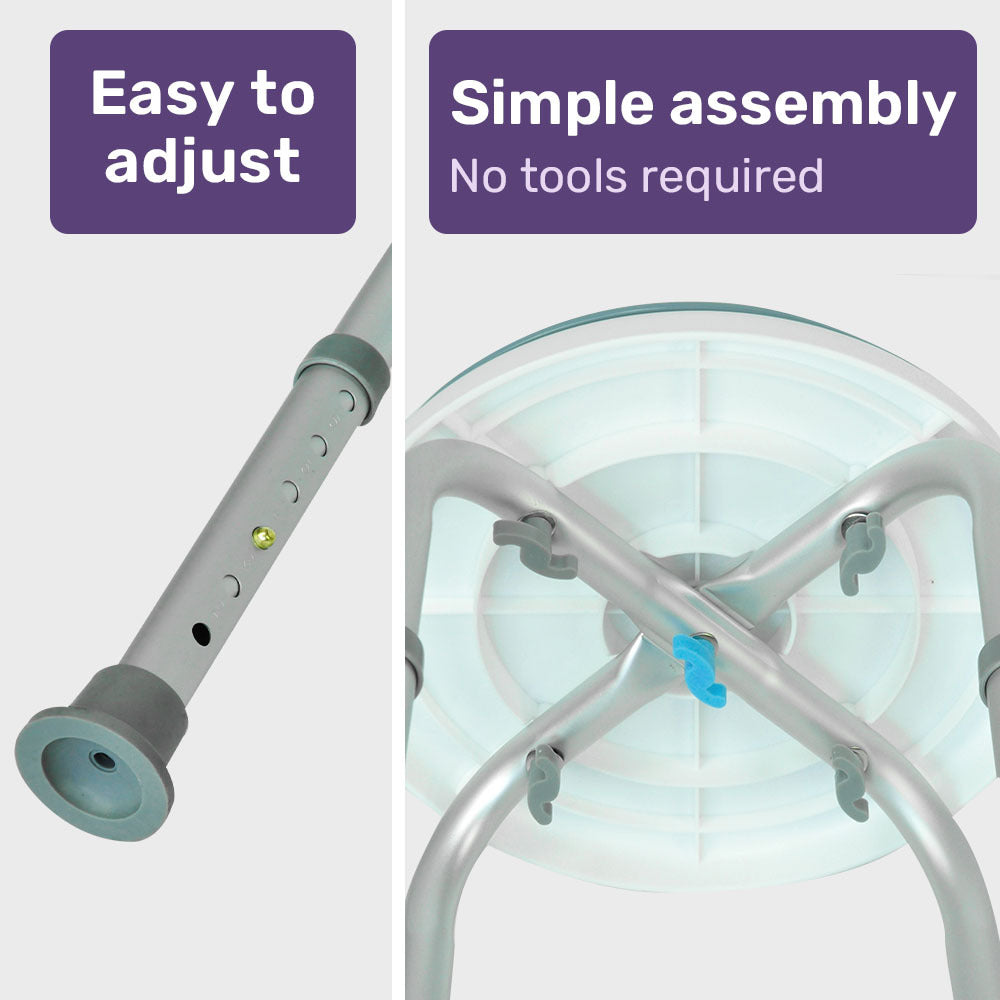 Mobility & Accessibility: Equipmed Shower Chair Bath Stool, with 360-degree Swivel Rotating Seat for Elderly, White/Blue