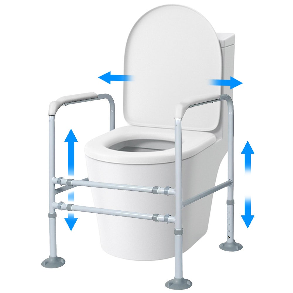 Mobility & Accessibility: Equipmed Over Toilet Support Frame Safety Grab Aid Rail, 125kg Capacity, Adjustable Height and Width