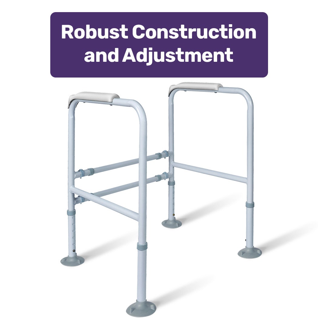 Mobility & Accessibility: Equipmed Over Toilet Support Frame Safety Grab Aid Rail, 125kg Capacity, Adjustable Height and Width