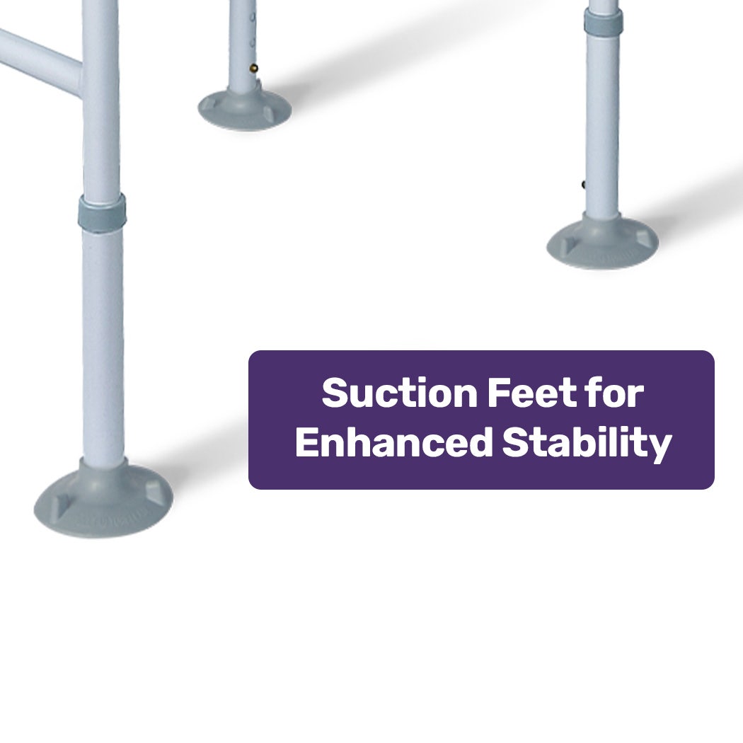 Mobility & Accessibility: Equipmed Over Toilet Support Frame Safety Grab Aid Rail, 125kg Capacity, Adjustable Height and Width
