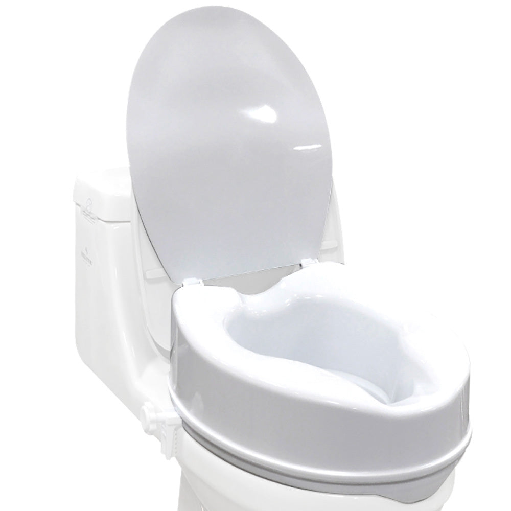 Mobility & Accessibility: EQUIPMED Raised Over Toilet Seat, 10cm Riser, 125kg Capacity, Raiser with Lid, White