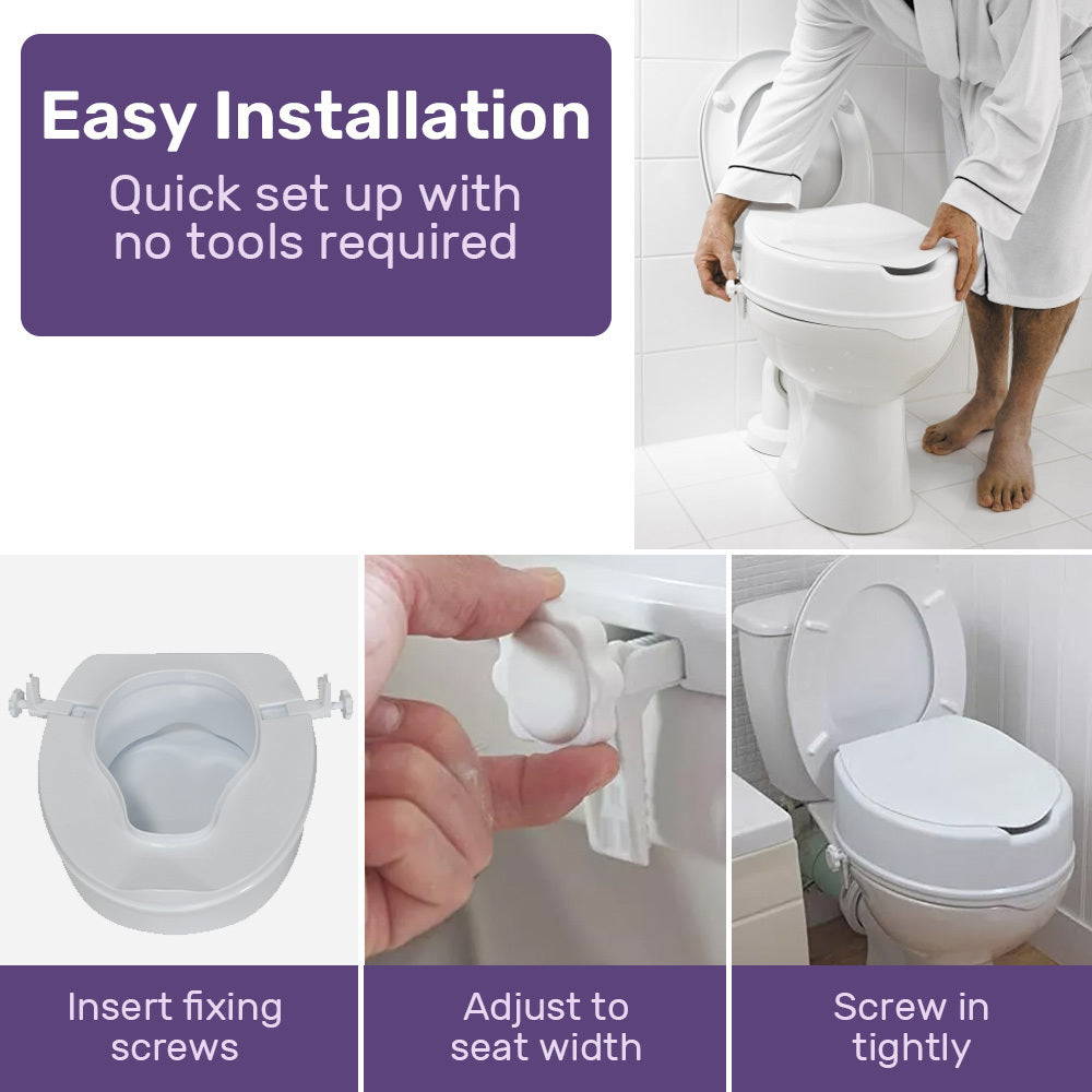 Mobility & Accessibility: EQUIPMED Raised Over Toilet Seat, 10cm Riser, 125kg Capacity, Raiser with Lid, White