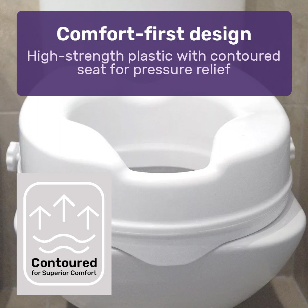 Mobility & Accessibility: EQUIPMED Raised Over Toilet Seat, 10cm Riser, 125kg Capacity, Raiser with Lid, White