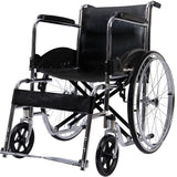 Mobility & Accessibility: Equipmed Folding Manual Wheelchair Self Propelled, 24" Rear Wheels, Chrome Steel Frame, 46cm Wide Seat, 100kg Capacity, Park Brakes