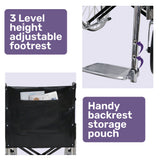 Mobility & Accessibility: Equipmed Folding Manual Wheelchair Self Propelled, 24" Rear Wheels, Chrome Steel Frame, 46cm Wide Seat, 100kg Capacity, Park Brakes
