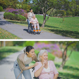 Mobility & Accessibility: EQUIPMED Folding Aluminium Wheelchair, 20" Wheels, Park Brakes, 100kg Capacity, Orange