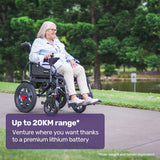 Mobility & Accessibility: Equipmed Electric Folding Wheelchair, Wide Bariatric Chair Seat, Comfortable for S-XL, Long Range, Lithium Battery, Black/Grey