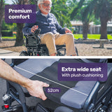 Mobility & Accessibility: Equipmed Electric Folding Wheelchair, Wide Bariatric Chair Seat, Comfortable for S-XL, Long Range, Lithium Battery, Black/Grey