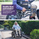 Mobility & Accessibility: Equipmed Electric Folding Wheelchair, Wide Bariatric Chair Seat, Comfortable for S-XL, Long Range, Lithium Battery, Black/Grey
