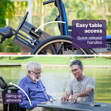 Mobility & Accessibility: EQUIPMED Electric Wheelchair Folding, Long Range, Airline Approved, Lithium Battery, 24" Light Rear Wheels, Matte Black/Blue
