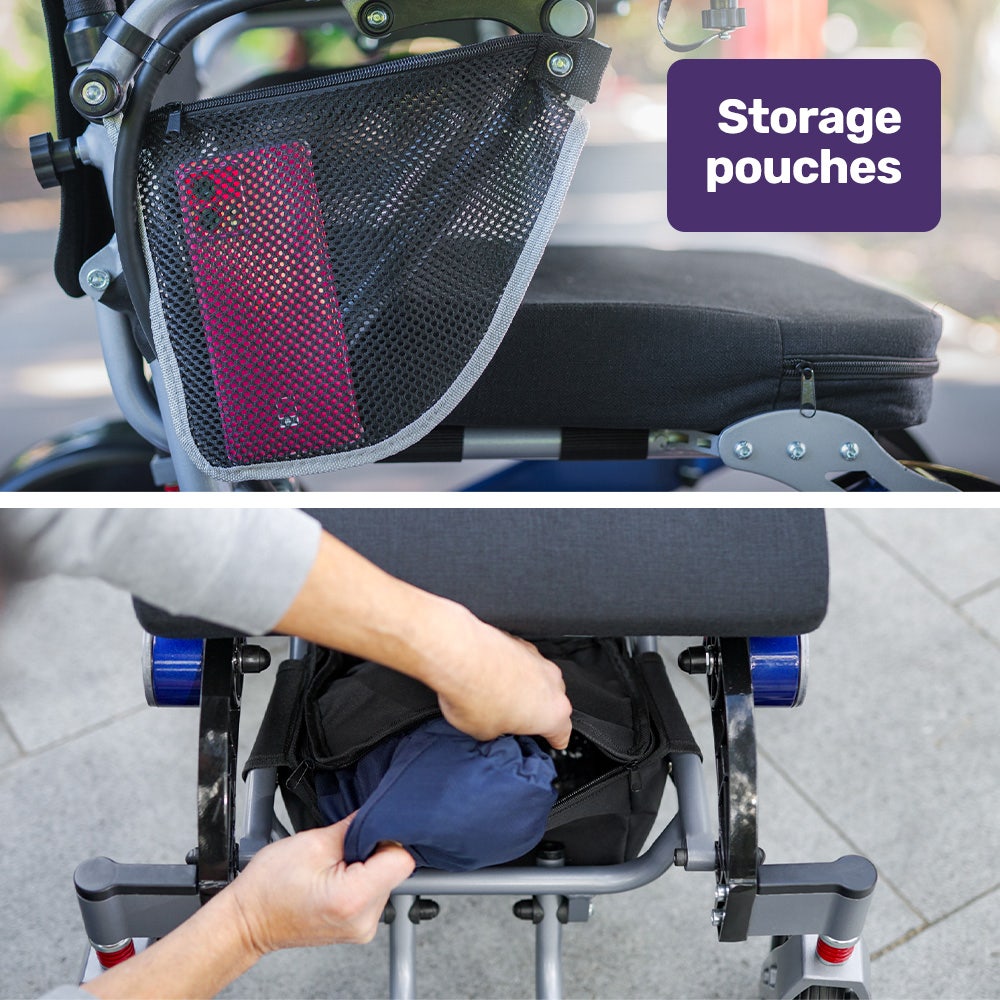 Mobility & Accessibility: EQUIPMED Power Electric Wheelchair, Long Range, Airline Approved, Folding, Aluminium Frame, Lithium Battery, Blue