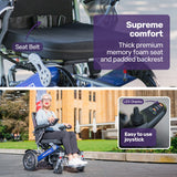 Mobility & Accessibility: EQUIPMED Power Electric Wheelchair, Long Range, Airline Approved, Folding, Aluminium Frame, Lithium Battery, Blue