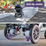 Mobility & Accessibility: EQUIPMED Power Electric Wheelchair, Long Range, Airline Approved, Folding, Aluminium Frame, Lithium Battery, Blue