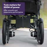 Mobility & Accessibility: EQUIPMED Electric Folding Wheelchair, Wide Bariatric Chair Seat, Comfortable for S-XL, Long Range, Lithium Battery, Black