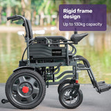 Mobility & Accessibility: EQUIPMED Electric Folding Wheelchair, Wide Bariatric Chair Seat, Comfortable for S-XL, Long Range, Lithium Battery, Black