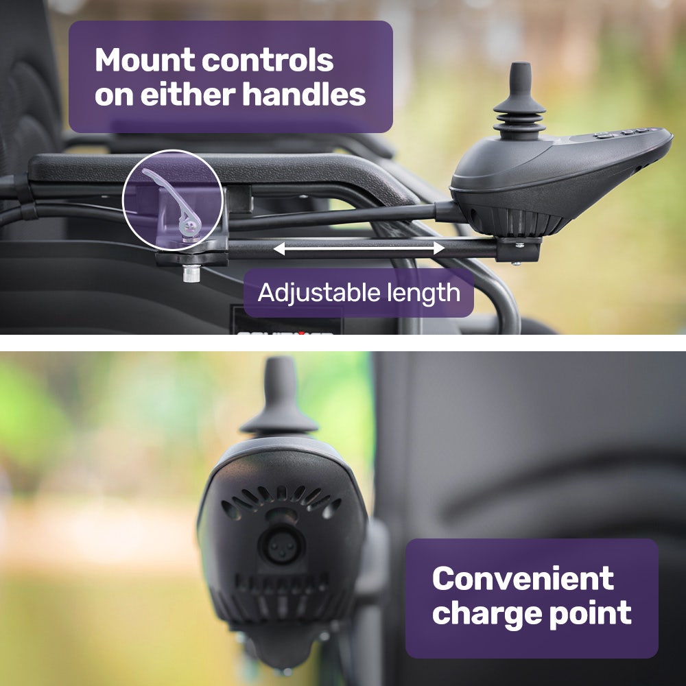 Mobility & Accessibility: EQUIPMED Electric Folding Wheelchair, Wide Bariatric Chair Seat, Comfortable for S-XL, Long Range, Lithium Battery, Black