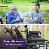 Mobility & Accessibility: EQUIPMED Electric Folding Wheelchair, Wide Bariatric Chair Seat, Comfortable for S-XL, Long Range, Lithium Battery, Black