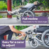 Mobility & Accessibility: EQUIPMED Power Electric Wheelchair, XL Wide Bariatric Chair Seat, Long Range, Airline Approved, Recline Adjustment, Lithium Battery, 22" Wheels, Headrest, Black