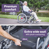Mobility & Accessibility: EQUIPMED Power Electric Wheelchair, XL Wide Bariatric Chair Seat, Long Range, Airline Approved, Recline Adjustment, Lithium Battery, 22" Wheels, Headrest, Black
