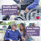 Mobility & Accessibility: EQUIPMED Power Electric Wheelchair, XL Wide Bariatric Chair Seat, Long Range, Airline Approved, Recline Adjustment, Lithium Battery, 22" Wheels, Headrest, Black