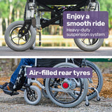 Mobility & Accessibility: EQUIPMED Power Electric Wheelchair, XL Wide Bariatric Chair Seat, Long Range, Airline Approved, Recline Adjustment, Lithium Battery, 22" Wheels, Headrest, Black