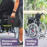 Mobility & Accessibility: EQUIPMED Power Electric Wheelchair, XL Wide Bariatric Chair Seat, Long Range, Airline Approved, Recline Adjustment, Lithium Battery, 22" Wheels, Headrest, Black
