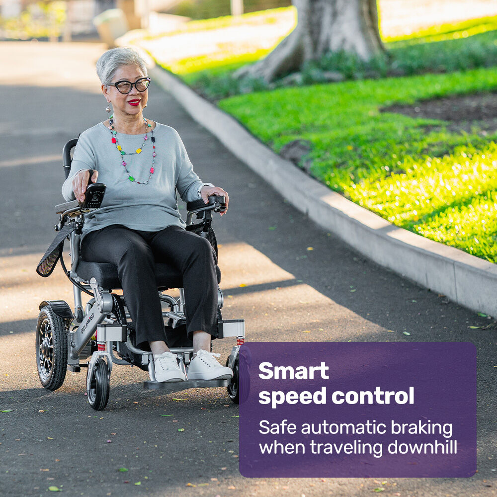 Mobility & Accessibility: EQUIPMED Power Electric Wheelchair, Airline Approved Wheel Chair, Lightweight, Folding, Long Range, Lithium Batteries, Black & Silver