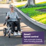 Mobility & Accessibility: EQUIPMED Power Electric Wheelchair, Airline Approved Wheel Chair, Lightweight, Folding, Long Range, Lithium Batteries, Black & Silver
