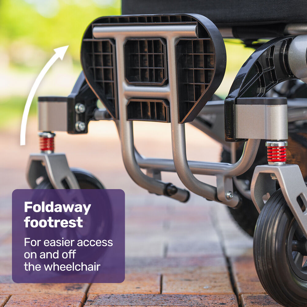 Mobility & Accessibility: EQUIPMED Power Electric Wheelchair, Airline Approved Wheel Chair, Lightweight, Folding, Long Range, Lithium Batteries, Black & Silver