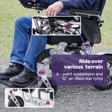 Mobility & Accessibility: EQUIPMED Power Electric Wheelchair, Airline Approved Wheel Chair, Lightweight, Folding, Long Range, Lithium Batteries, Black & Silver